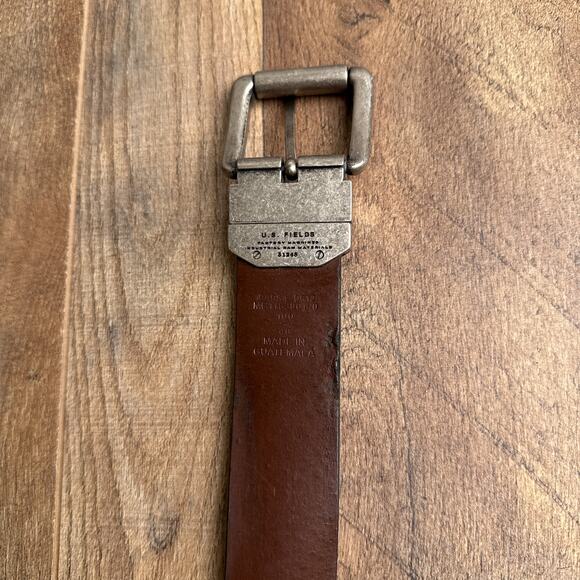 Fossil Leather Dress Belt Men's Size 40 Black US Fields Engraved Buckle 6277‎ - Picture 4 of 8